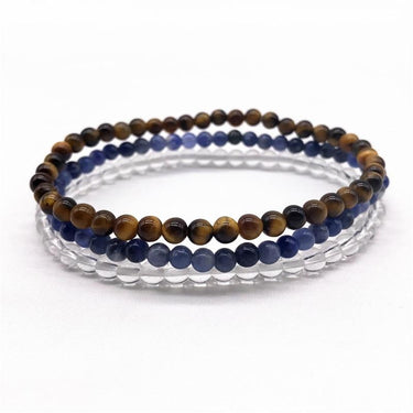 MEMORY, FOCUS & STUDY -Tiger Eye, Quartz & Sodalite- 3/pc *MIGHTY MINIS* Healing Energy Stone Bracelets